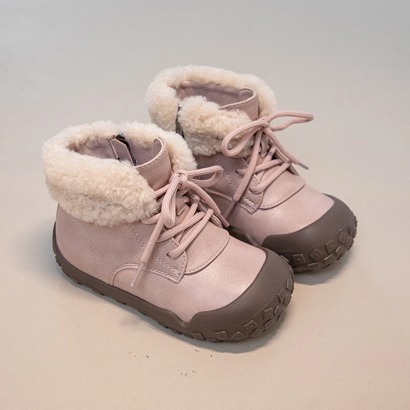 طفل الفتيات لينة رقيق الأحذية الجلدية 2025 جديد الشتاء الاطفال الدافئة اصطف الثلوج الأحذية عدم الانزلاق مقاوم للماء تنوعا الأحذية المدرسية #3