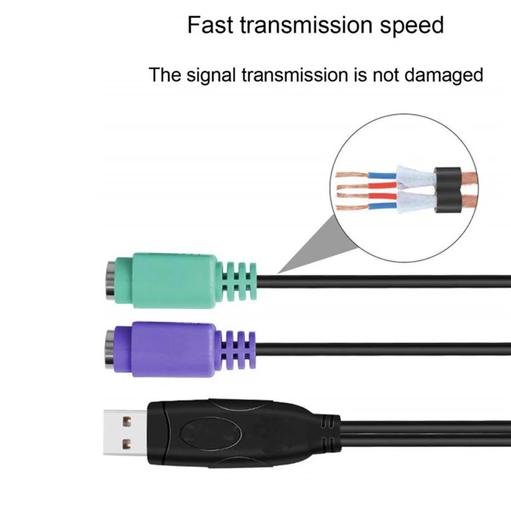 Y Cable hembra Usb macho a conector Ps2 de 6 pines adaptador PS2 de 6 pines Cable convertidor USB macho a hembra de 6 pines Cable USB a PS2