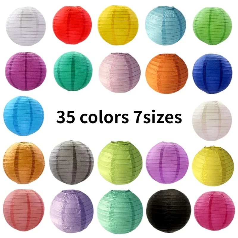 4/6/8/10/12/14/16inch Chinese Paper Ball Lampion Hanging White Wedding Decoration Paper Lanterns Lampshade Christmas Party Decor