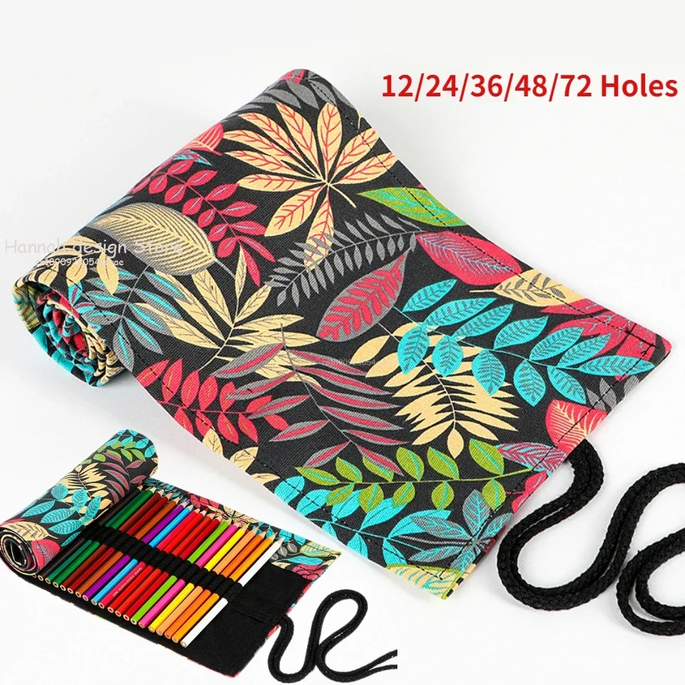 12 Hole Colorful Cloth Pencil Case Antique Aesthetics Stationery Cosmetic Pencil Storage Bag Stationery Box kawaii stationery