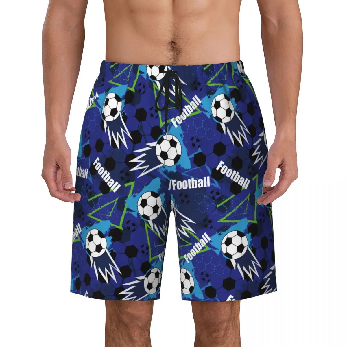 Pantaloncini da calcio da uomo hawaiani estivi Cartoon Balloni da calcio Pantaloncini da donna Pantaloni corti con stampa da spiaggia Pantaloni sportivi casual da bagno