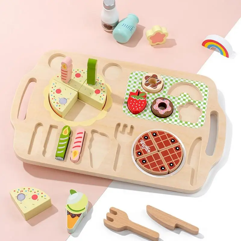 Toddler Pretend Cooking Toys Children Pretend Toy Wooden Kitchen Food Develop Imagination Toddler 3D Puzzle for Boys Girls for