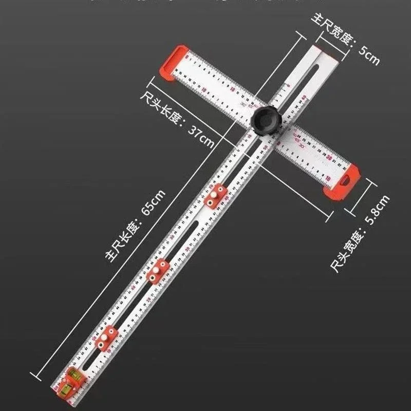 2 in 1 T-Shaped Ruler Woodworking Measuring Tool with Angled Scriber, Marking Gauge for Carpenter UseGoods in stock