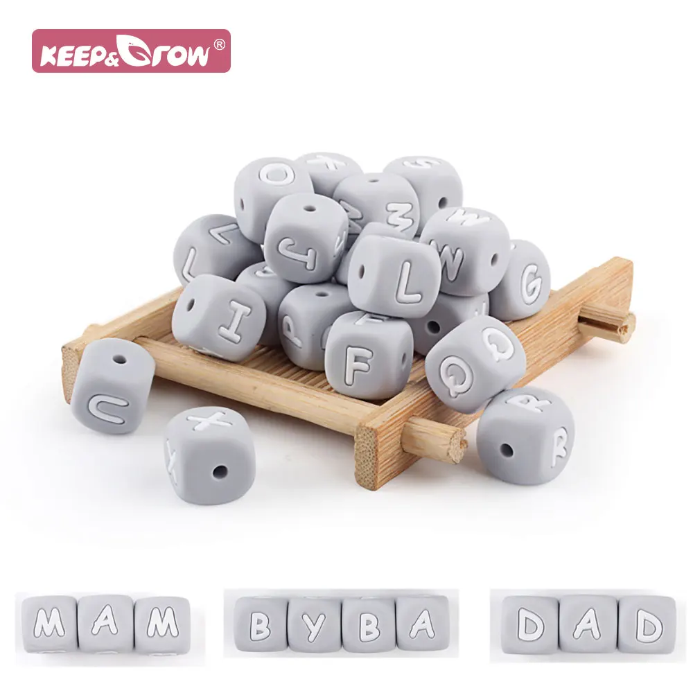 

100pcs Silicone Letter Beads Bulk DIY Baby Teething Pacifier Chain Bracelet Pandent BPA Free Alphabet Silicone Baby Teether Bead