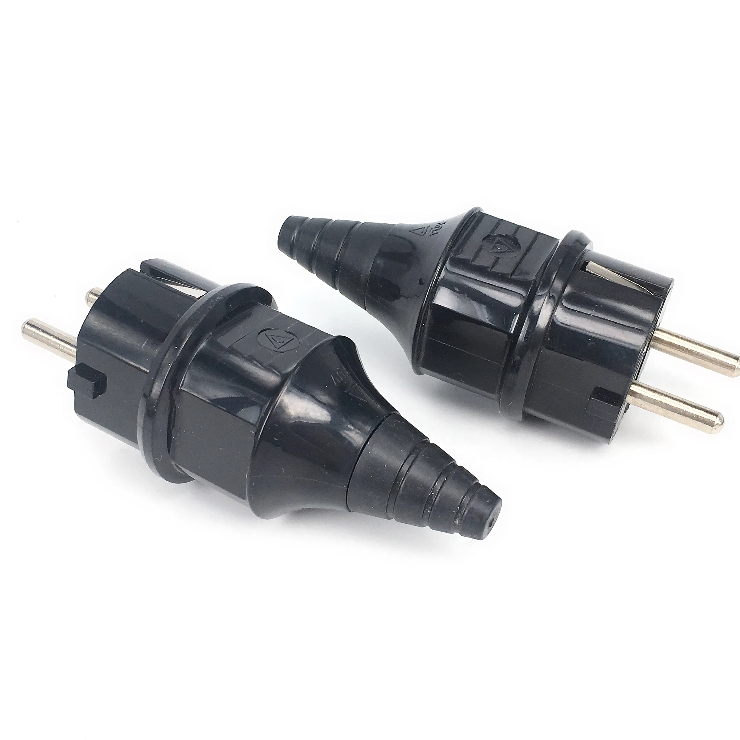 Zwart CE AC 250 V 16A EU Duitsland Waterdichte Schuko Stekker 2 p Elektrische Kabel Connector Bedrade Adapter Converter E-012