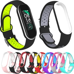 Correa de silicona para xiaomi Mi band 7 y 6, repuesto de pulsera deportiva con doble hebilla