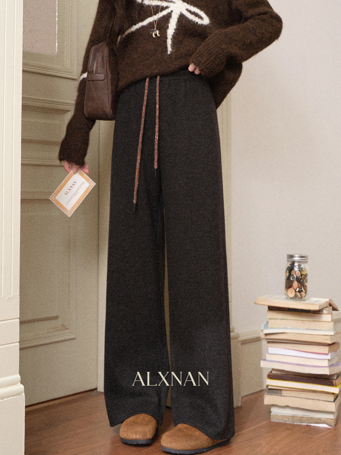 

Женские повседневные брюки South Deer с широкими штанинами, кофейного цвета, прямого кроя, осенне-зимние, с высокой талией, длинные, для отдыха, нано-ткань