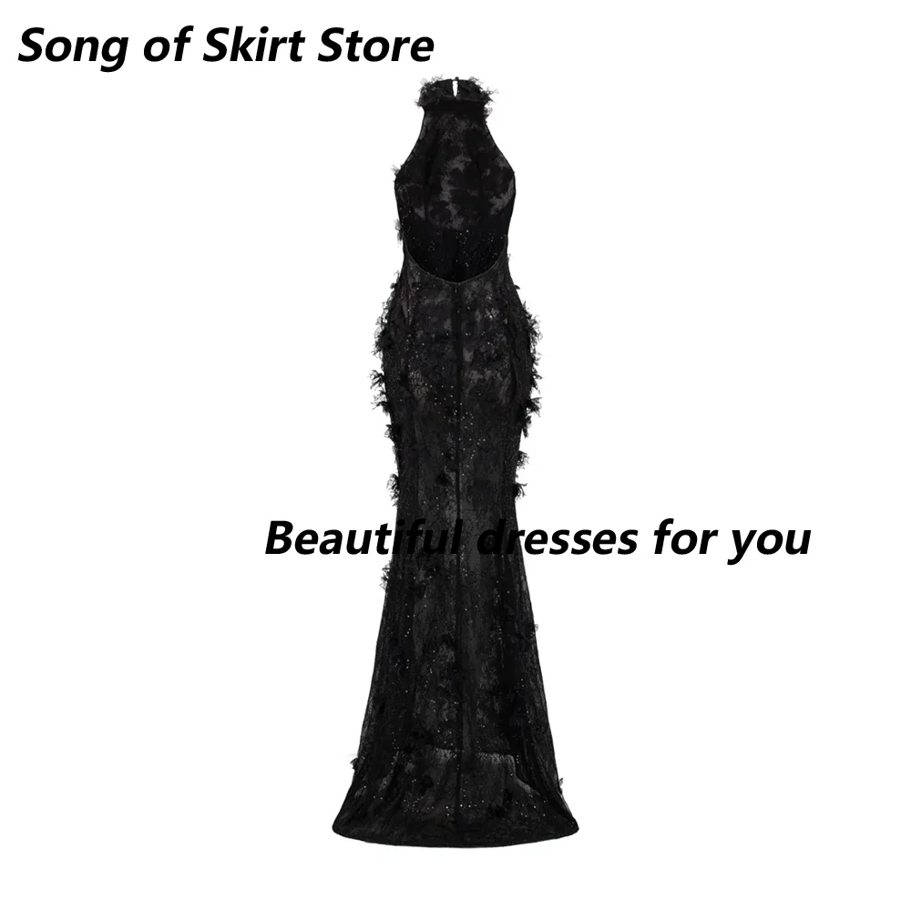 Modisches Ballkleid, maßgeschneidert, ärmellos, mit Spitzenapplikationen, Perlen, Meerjungfrauen-Stil, bodenlang, für besondere Anlässe – Detail 3