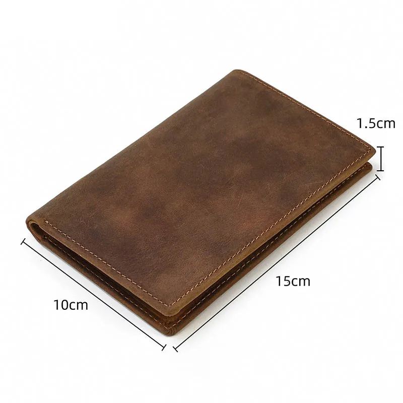 Crazy Horse Leather Cash Passport Card Holder Retro Card Case Man Women Long Wallets Men Cowhide Business Travel Passport Holder