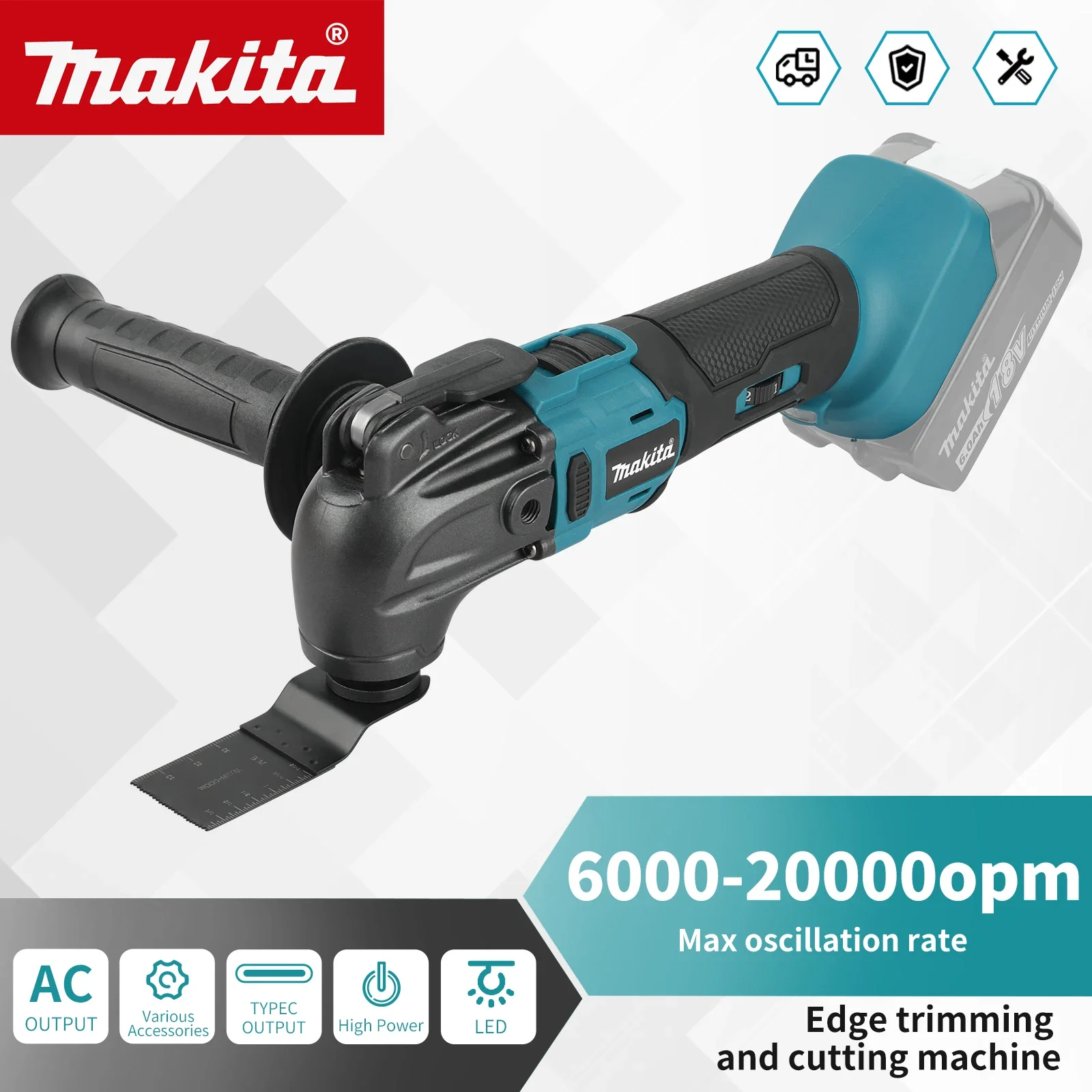 DTM51 Quick release Oscillating Tool Brushless Multi Functional Electric trimmer Compatible For Makita 18v Battery Pins
