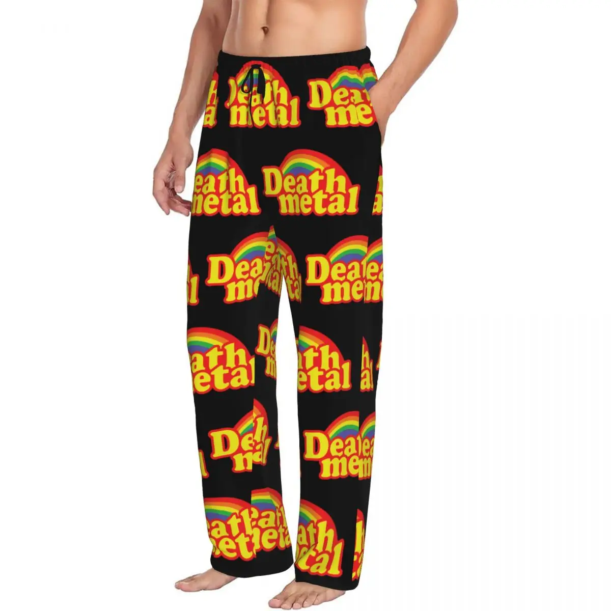 Custom Printed D-Deathes Metal Pajama Pants for Men Sleep Sleepwear Bottoms with Pockets