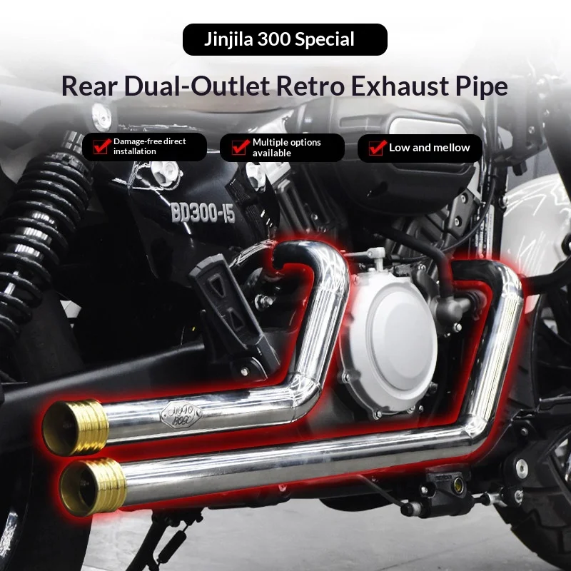 【Premium】For Chinchilla 300 modified with brass mufflers for a retro-style dual-exhaust system on the right side. High-quality,