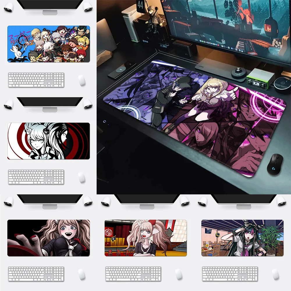 Danganronpa-コンピューターゲーマー用の滑り止めマウスパッドHD印刷、ロックエッジ付き、サイズ90x40cm、キーボード、PC、デスクトップ用