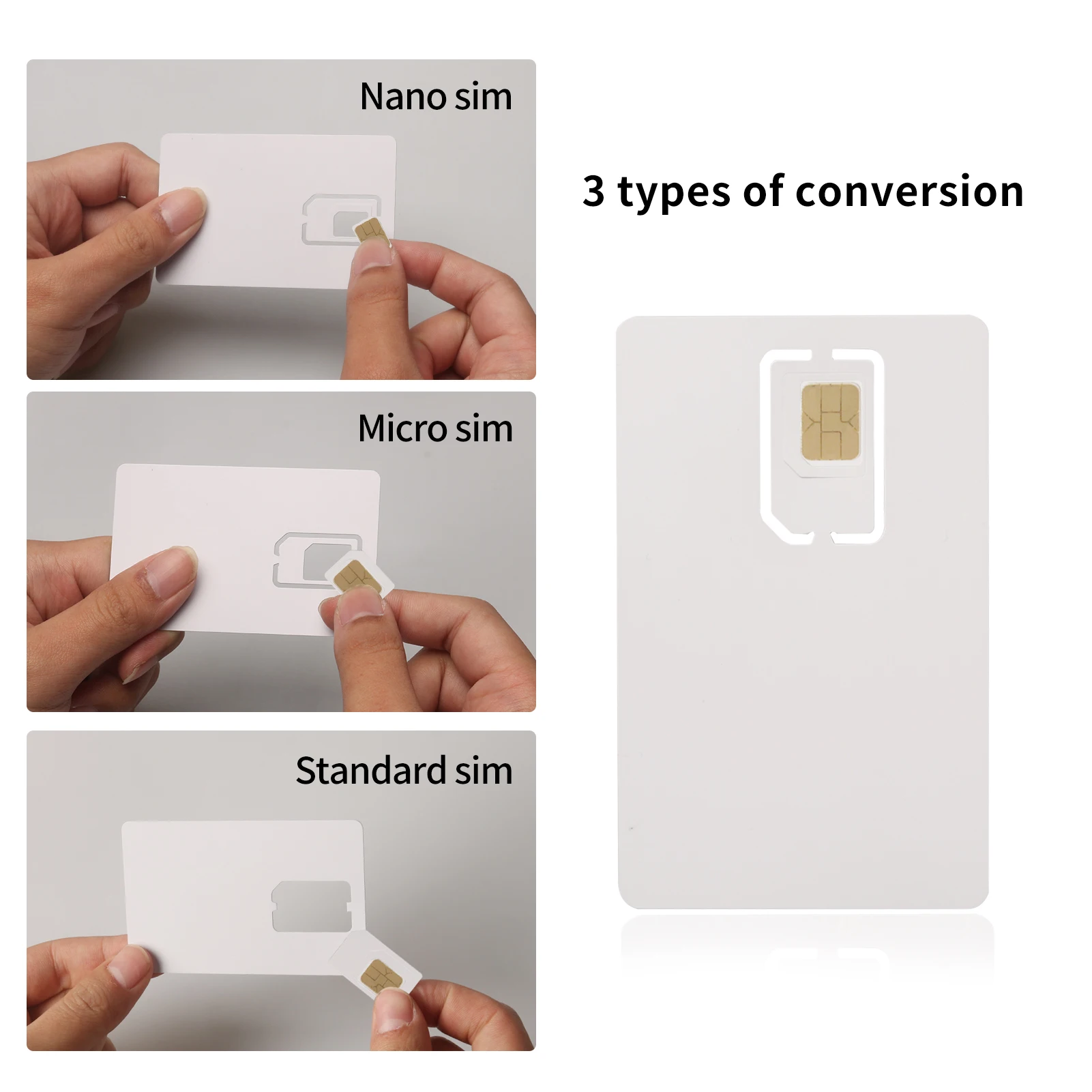 SIM Card Adapter Nano/Micro/Mini Card Converter Large Card Plate PVC Integrated Recovery Card Holder 2pcs