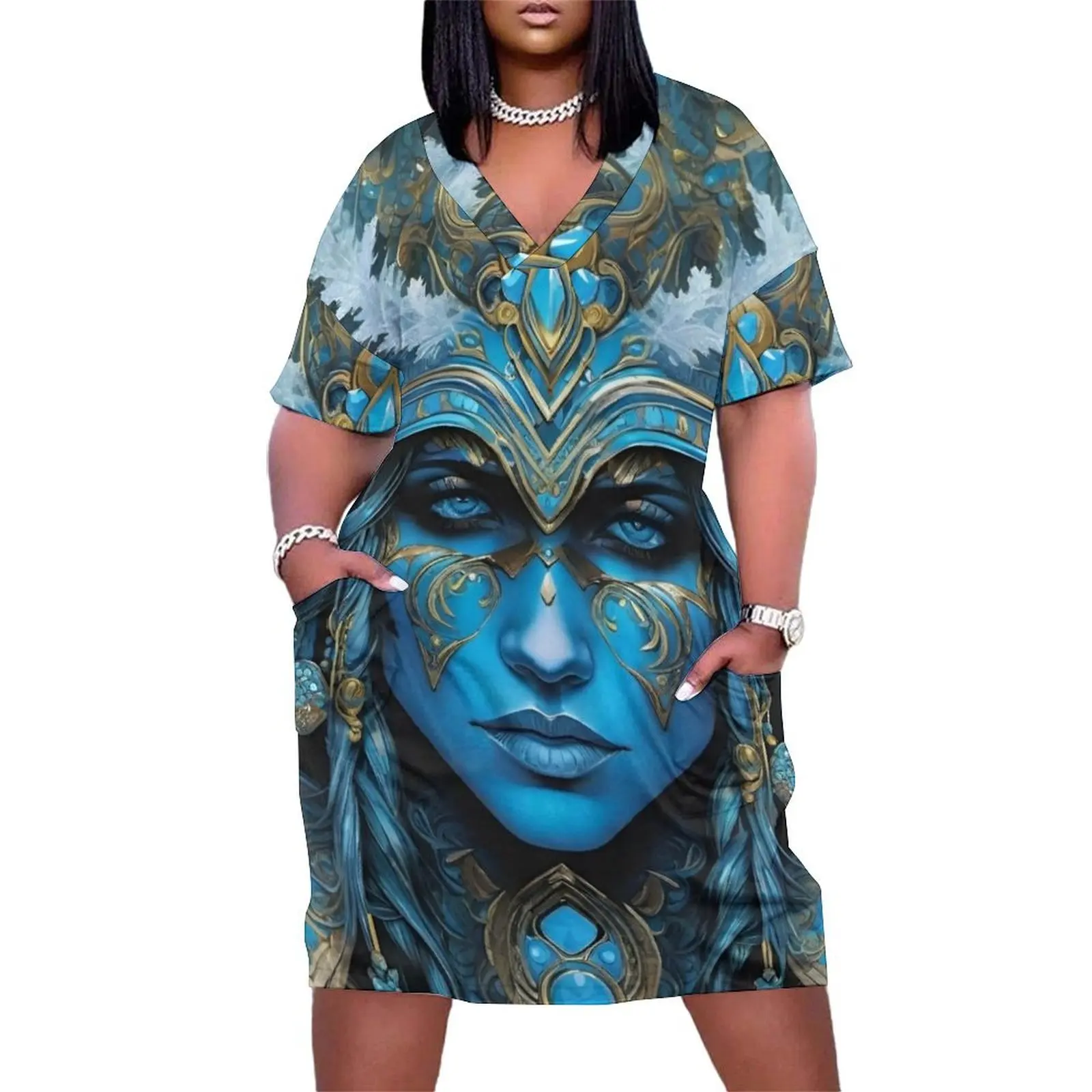 

Turquoise - Surreal Fantasy Loose Pocket Dress dresses ladies 2025 summer luxury dress