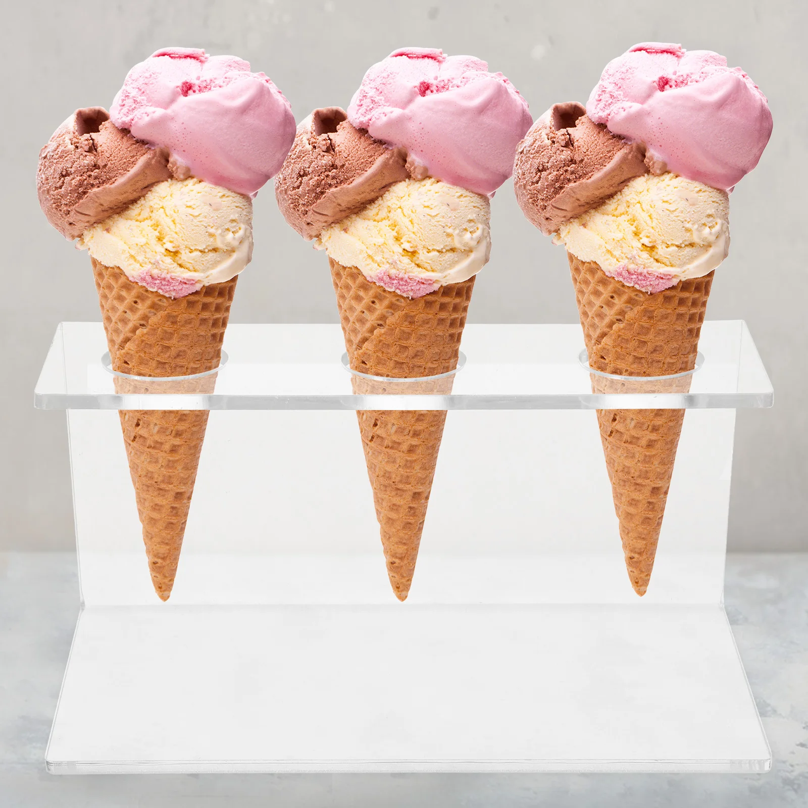 

1pcs Clear Ice Cream Cone Stand Acrylic Egg Cone Holder Stable Structure Easy Clean Sleek Design Reusable For Party Dessert