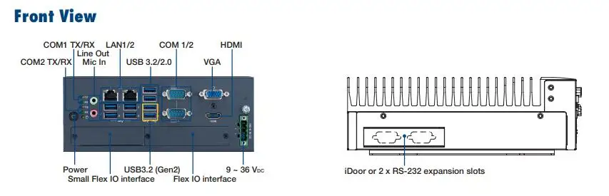 MIC-770 V2 คอมพิวเตอร์อุตสาหกรรมแบบฝังพัดลมมินิอุตสาหกรรม 10th Gen Core ™   I3/i5/i7/i9 LGA 1200 กล่อง PC อินพุต 9-36VDC 2*LAN