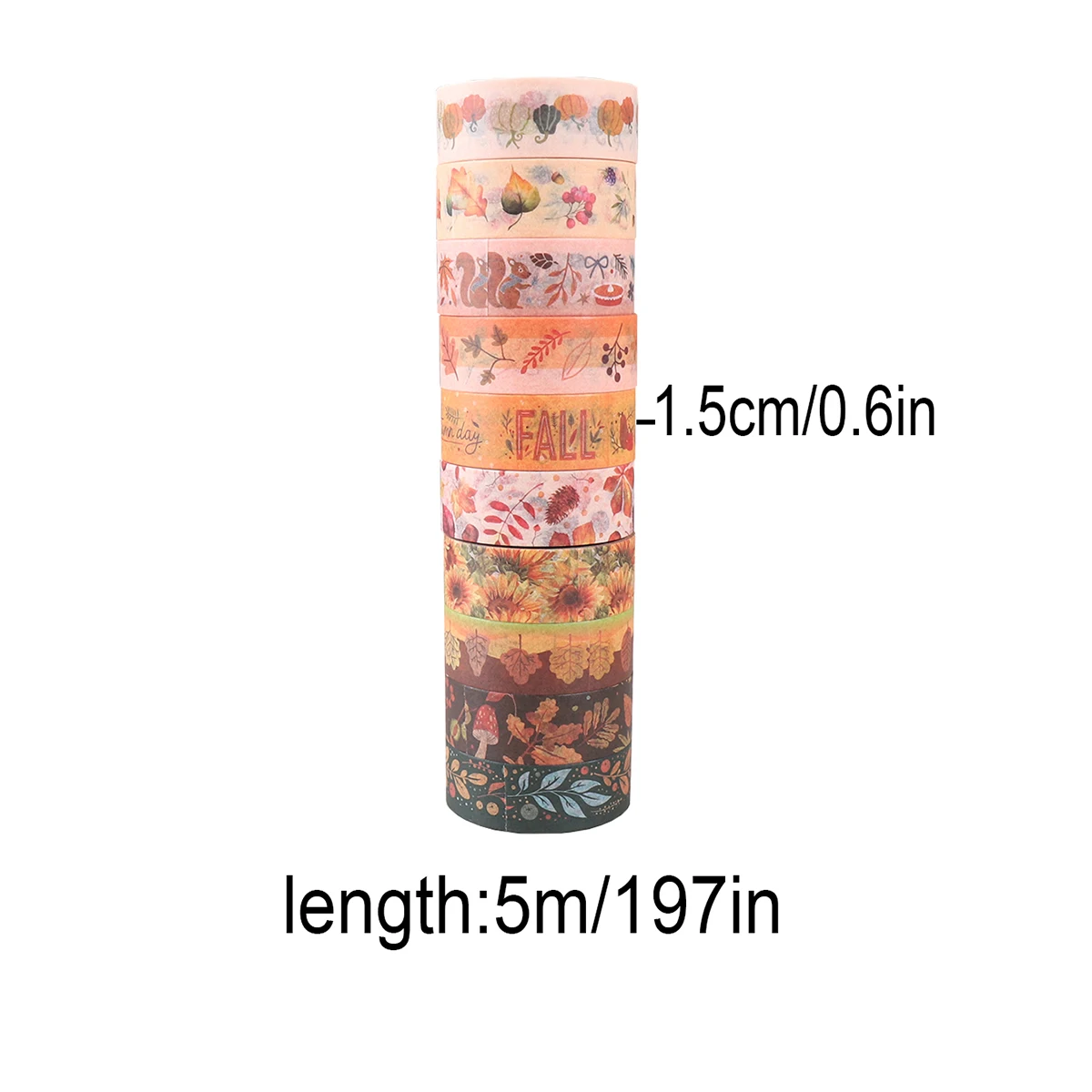 10ロール/箱、秋をテーマにした和紙テープ、DIYノート、フォトフレーム、ギフトボックスの装飾に最適、絶妙なギフト