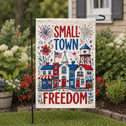 4th of July Garden Flag Patriotic Americana Village Outdoor Yard Decor AAV hhz