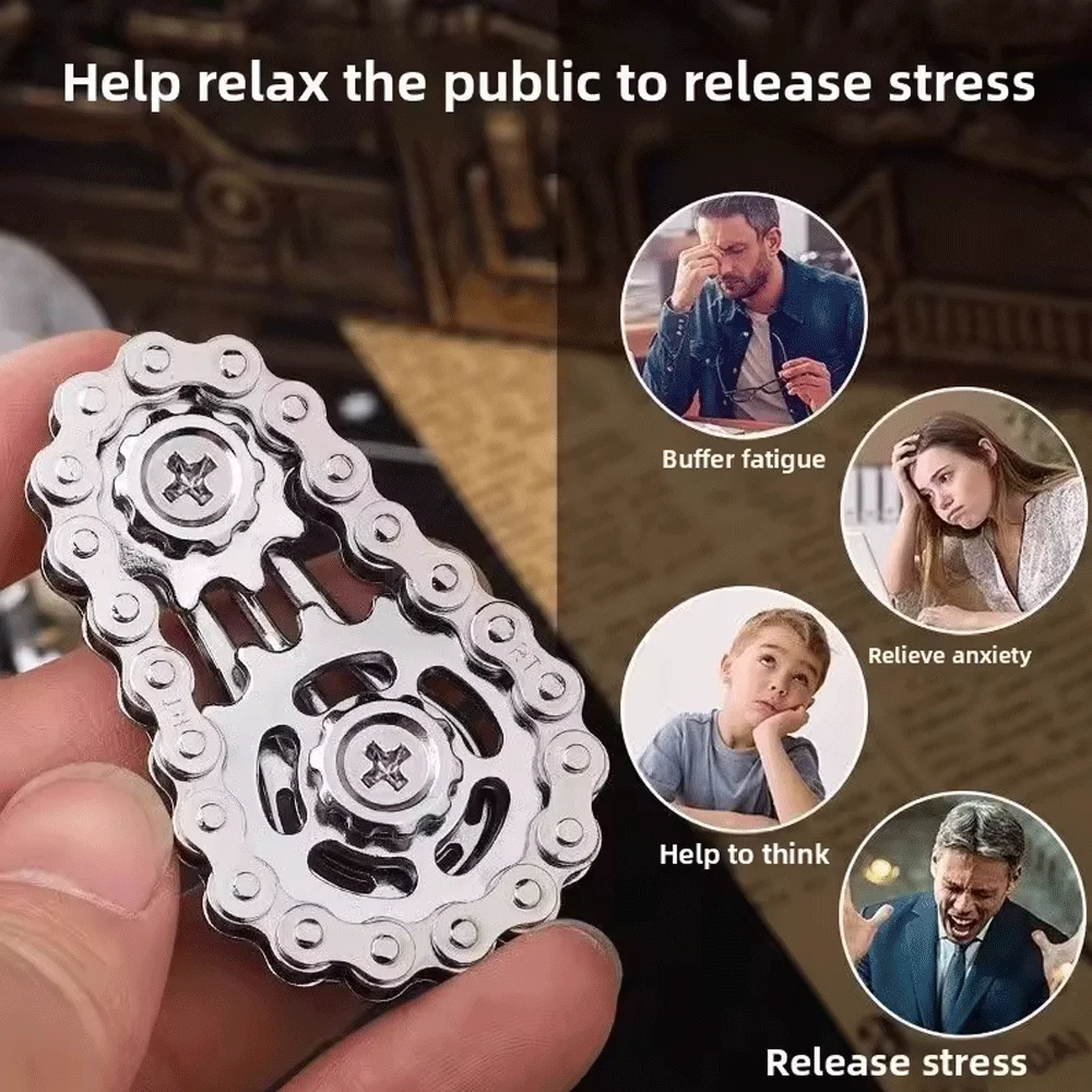 Fidget Spinner in metallo Giocattolo da scrivania per ufficio Ingranaggi antistress Spinner a mano per adulti Decorazione da scrivania Decorazioni per la casa Allevia lo stress rilassarsi