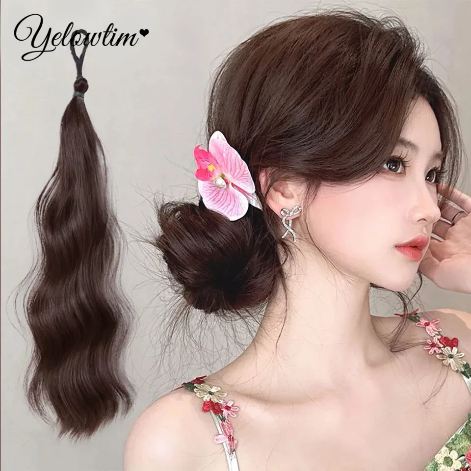 YEL Synthetic Hair Bun Curly Wavy Hair Messy Bun Scrunchies Updo Hair Bands Elastic Band Hairpieces For Women Volume Fringe Fake