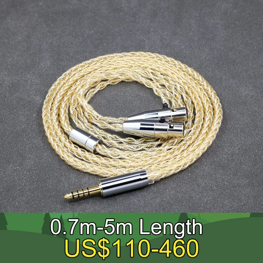 Cable de auriculares chapado en oro de 24k de plata pura 99% 7n de 8 núcleos para Meze Empyrean Audeze LCD-24 imán plano con parte trasera abierta 8436