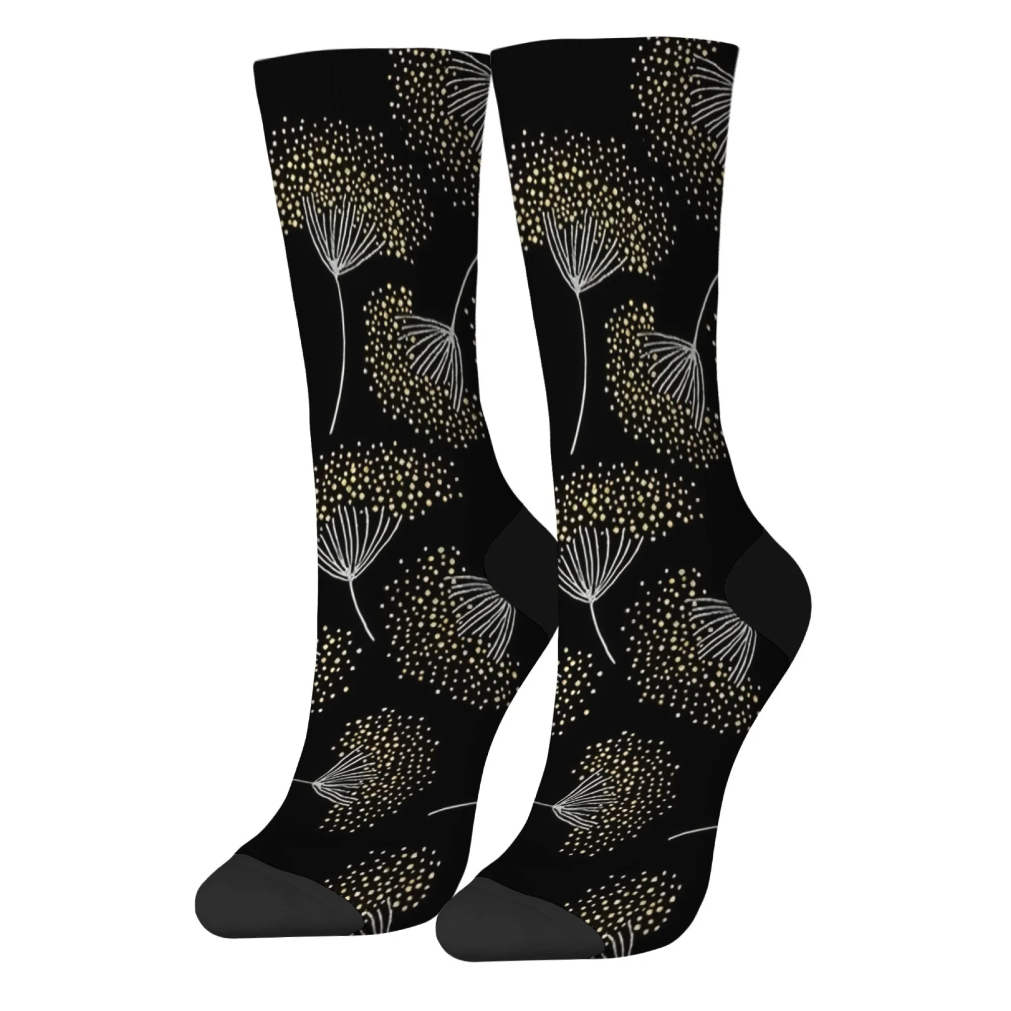 

Мужские черные классические спортивные носки, белый цветочный узор, нескользящие носки для снятия давления, удобные повседневные спортивные носки