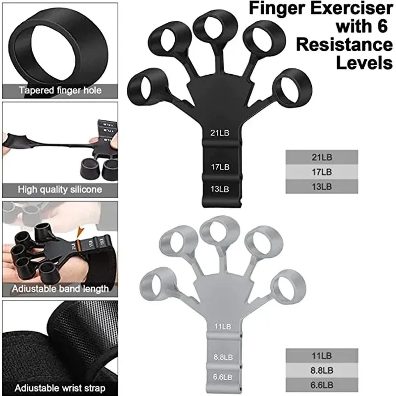 Finger Grip Hand Gripper Level 6 Resistance Restoring Physical Tools Patient Hand Strengthener Expander Guitar Finger Exerciser