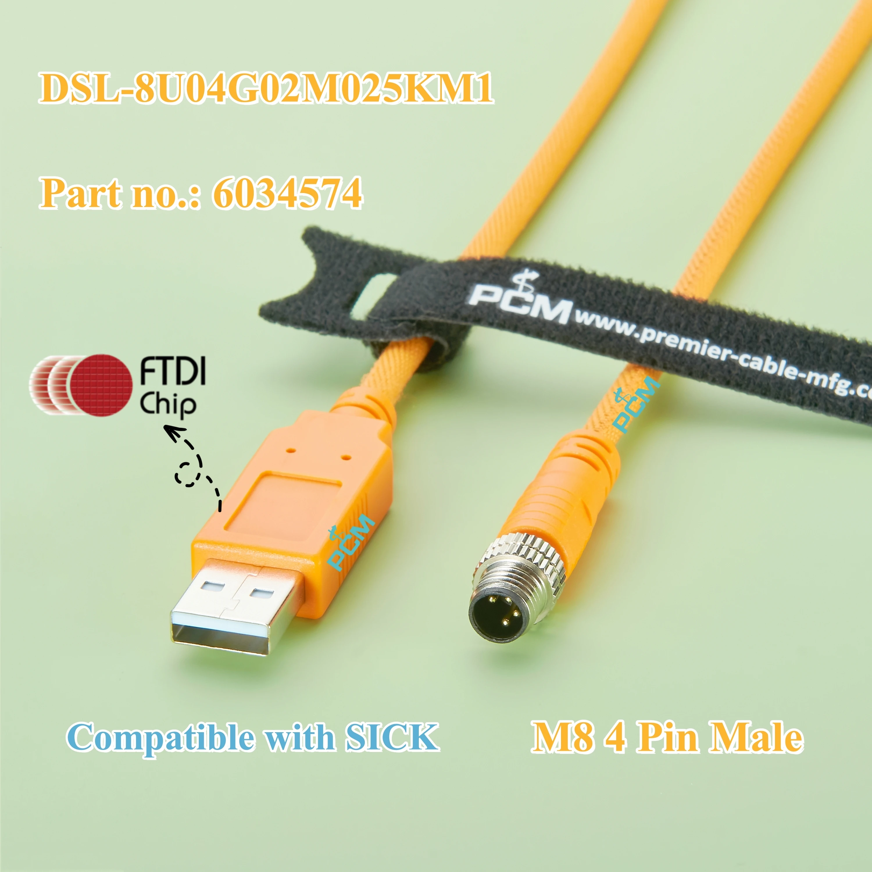 

FTDI Chipset USB to M8 4-pin Aviation Head for SICK Safety Controller Sensor Actuator RS232 Serial Communication Cable PLC Cable