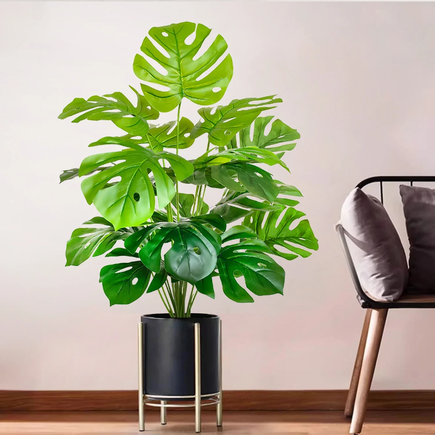 Hochwertige 76/86CM Künstliche Monstera-Pflanze, Falsche Palme, Plastik-Schildkrötenblatt, Grüne Pflanze für Heim, Garten, Zimmer und Bürodekoration – Detail 22