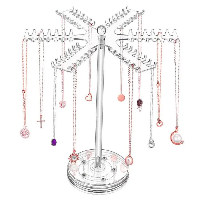 

Подставка для хранения ювелирных изделий в форме снежинки, вращающийся держатель для ожерелья с 84 крючками, подставка-органайзер для браслетов, ожерелий, колец