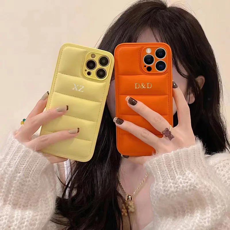 Customized Gold & Silver Name Leather Phone Case For iPhone 13 Pro Max 12 11 Pro Max XS XR X Cover Full Coverage Lens protection