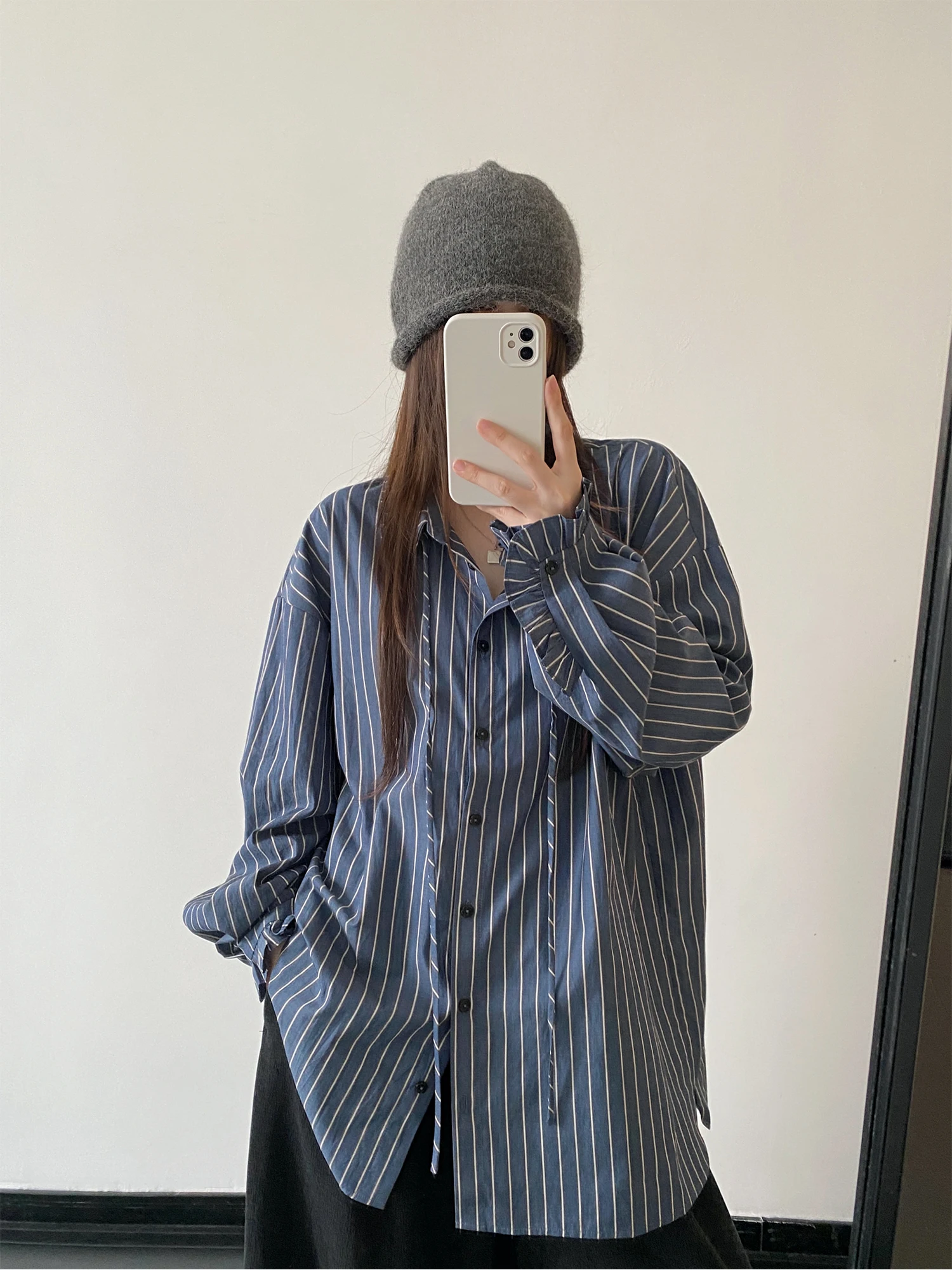 

Blue Dr Sun Double Layer Collar Tie Dye Striped irt Women's Loose Fit Long Sve Button up Breathable Comfortable