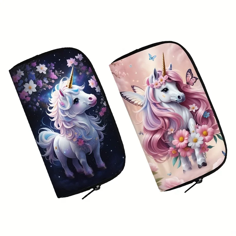 Cute Unicorn Pattern Print Wallet Kawaii Women Purse ID Credit Card Storage Bags Teenager Coin Money Bags Long Wallets