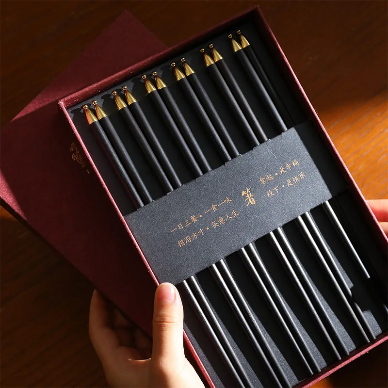 6 Pairs High-end Sandalwood Japanese Chopsticks with Gift Box Home Wedding Reusable Dishwasher Non-slip Sushi Chop Sticks Set