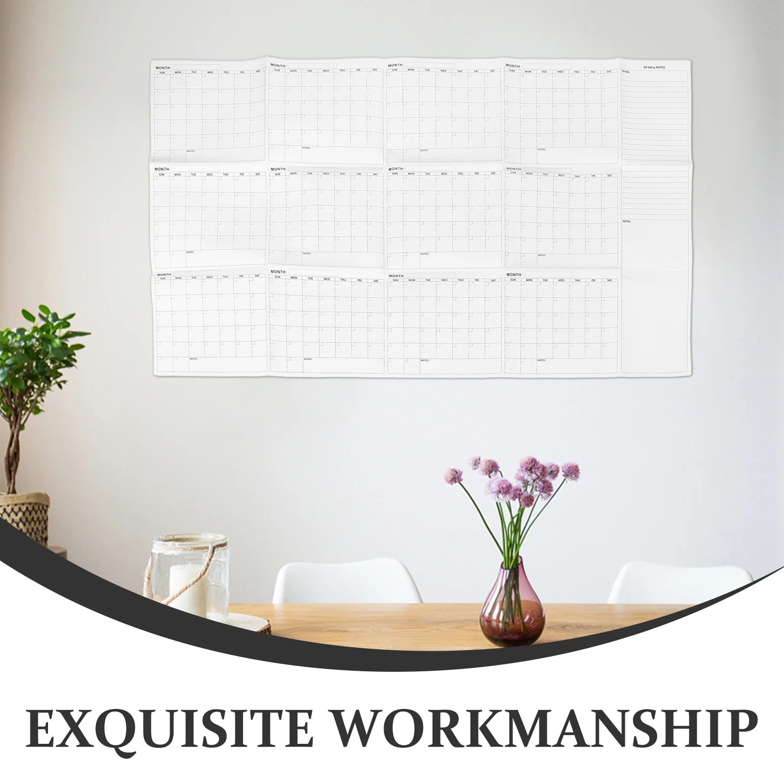 تقويم جداري كبير الحجم قابل للمسح على الوجهين، مخطط شهري كبير للمسح الجاف، تقويم حائط سنوي مع #2