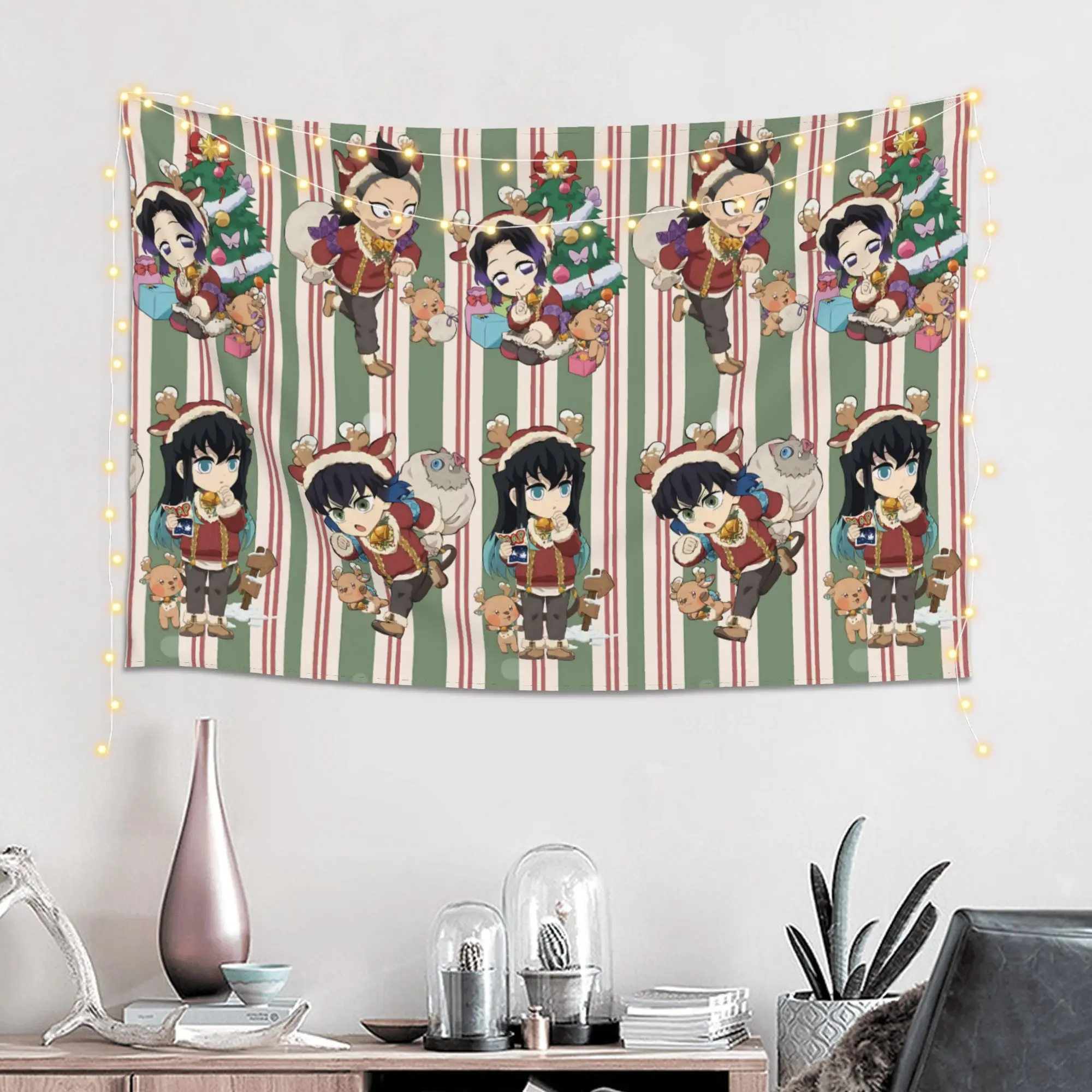 Cutecore Christmas Demon Slayer Tapestry Bedroom Decoration  Wall Hanging Blanket Tapestry Cool Stuff For Room