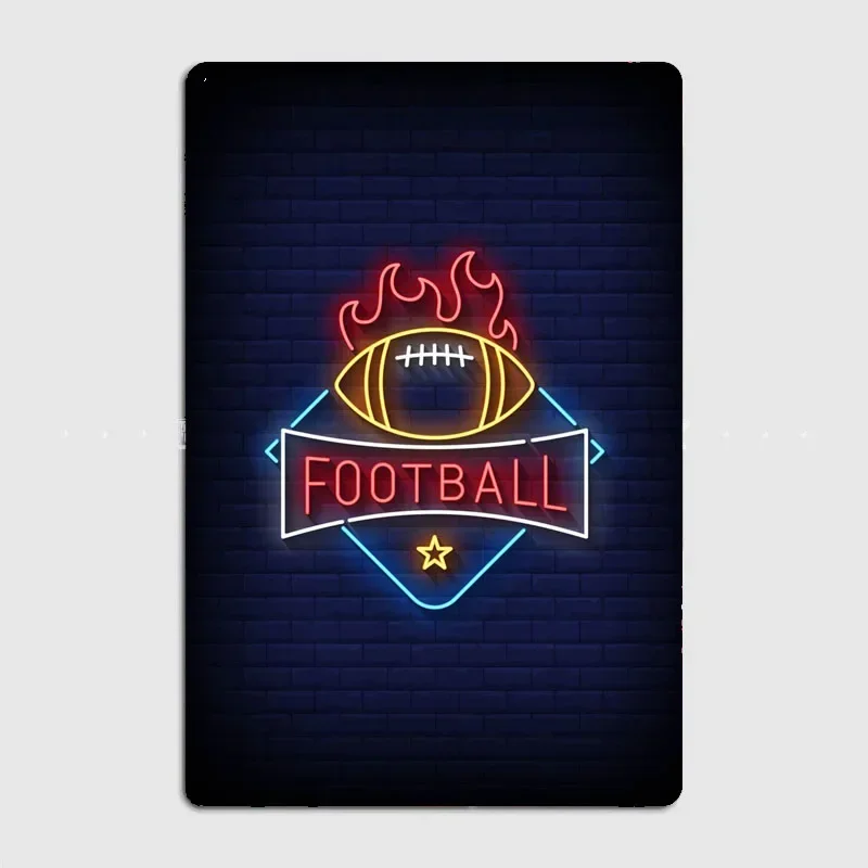 Poster Retro Metal Posters Sign Garage Club Indoor Wall Room Decoration Home Decor Footbal