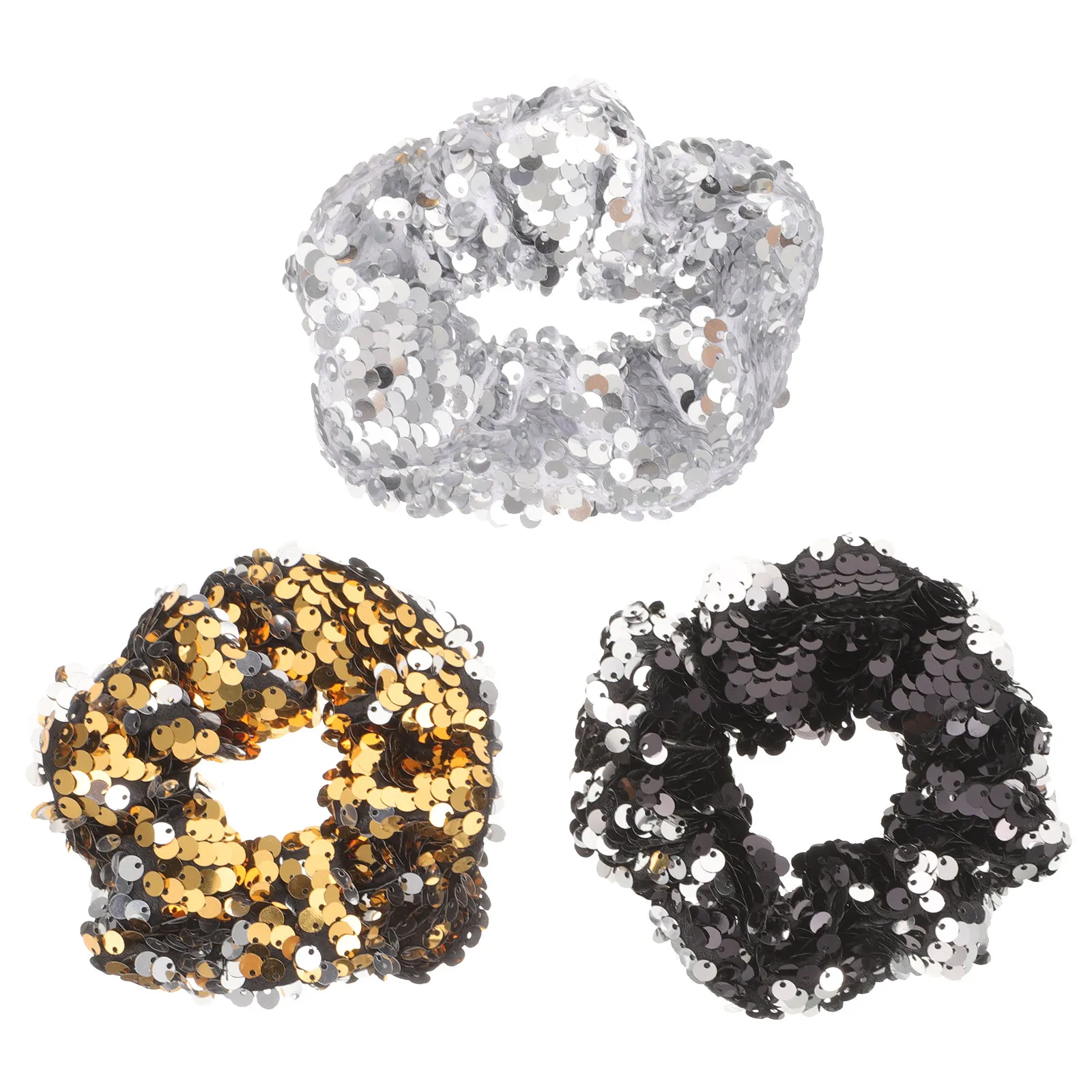 

Набор из 3 эластичных резинок для волос: забавные, разноцветные, блестящие, декоративные скранчи