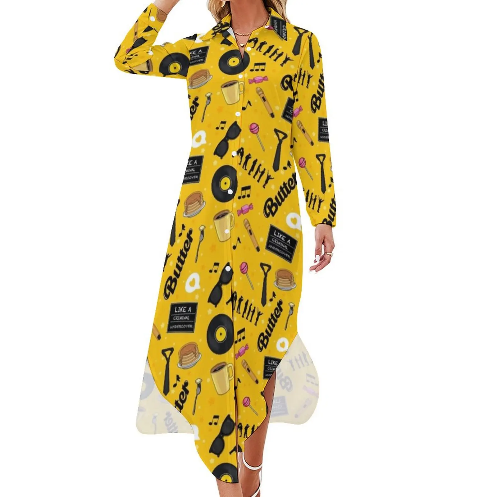 Butter collage Long Sleeved Shirt Dress Dress women summer woman dress 2024 women's summer dresses 2024