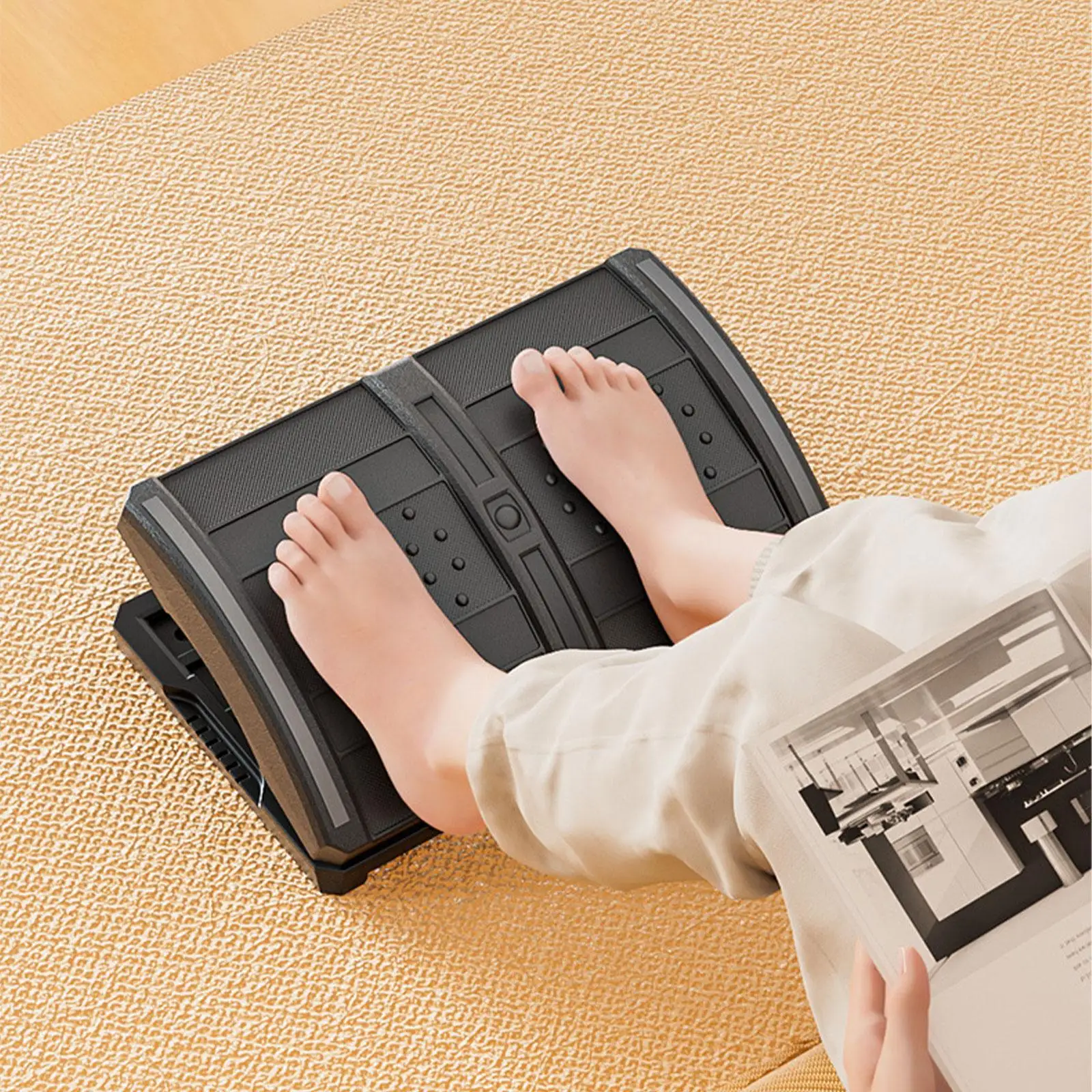 Foldable Foot Rest with Massage Texture Height Adjustable Car Foot Rest Car Footrest and Leg Tilt Stool for Home Office Car