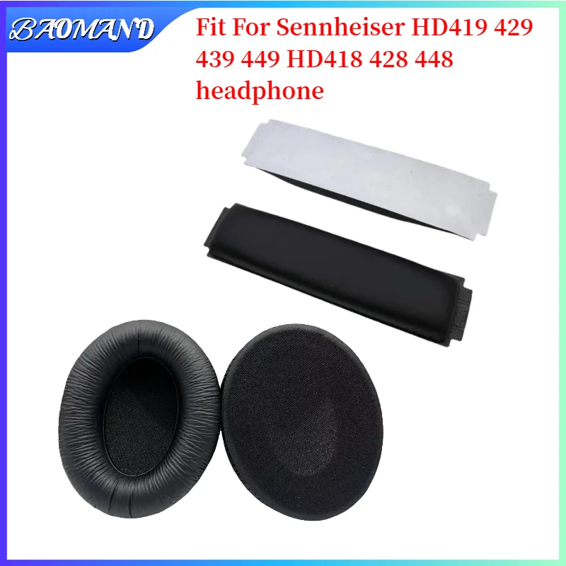 

BAOMAND For Sennheiser HD419 429 439 449 HD418 428 448 Headphones Replacement Soft Foam Cushion Sponge Leather Earmuffs Ear Pads
