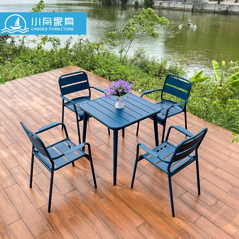 

Outdoor combination casual simple outdoor courtyard balcony milk tea shop table and chair open-air terrace garden dining table a