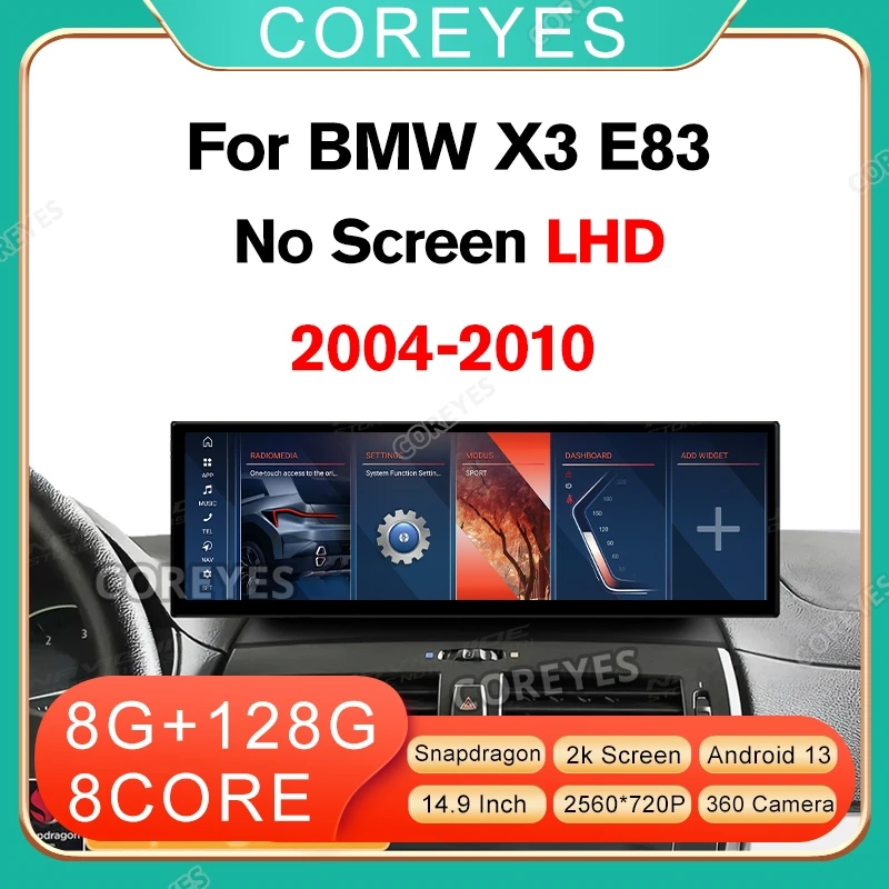 MZRD 14.9'' Android13 For BMW X3 E83 NO Screen LHD 2005-2008 Wireless CarPlay Auto Car Multimedia Player GPS Navi 4G WIFI Tools