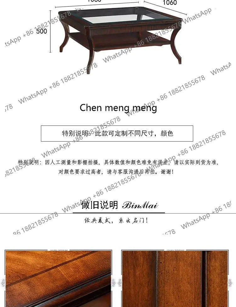 American Modern Deep Coffee Square Tea Table So Easy So Beauty Solid Wood Coffee Table Villa Living Room Furniture