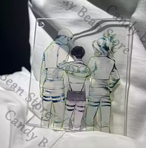 Anime Attack on Titan Levi Ackerman Erwin Smith Hange Zoe Cosplay Double-deck Acrylic Keychain Pendant Cartoon Keyring Xmas Gift