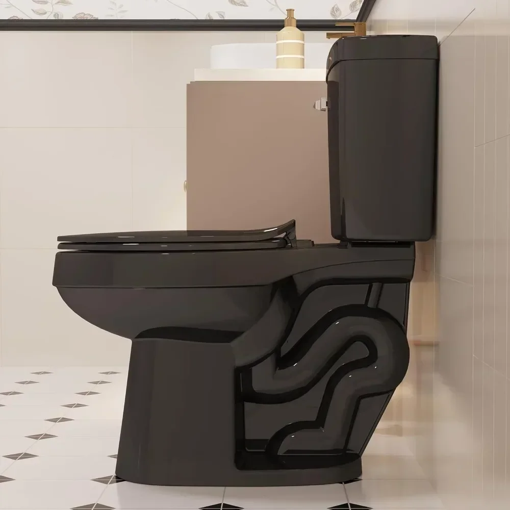 

Two Piece Elongated Toilets ADA Chair Comfort Height 16.5" Powerful Single Flush 1.28 GPF 12” Two-Piece Toilets