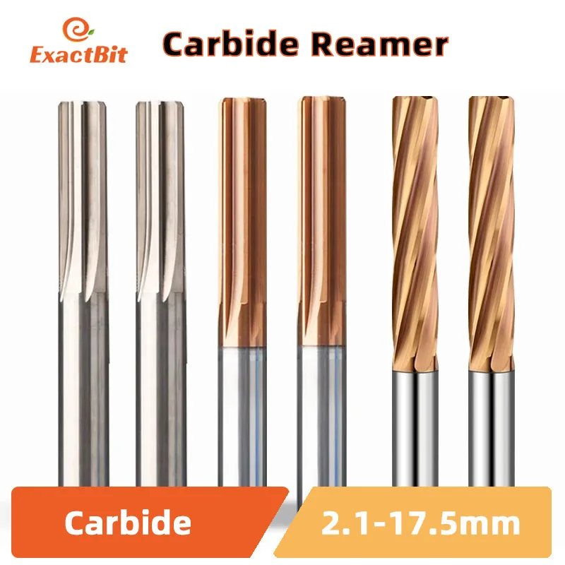 2.1mm~17.5mm Carbide Machine Reamer HRC50 HRC60 Straight Groove 4/6F Tolerance H7 Harened Steel Metal Cutter CNC Inner Hole