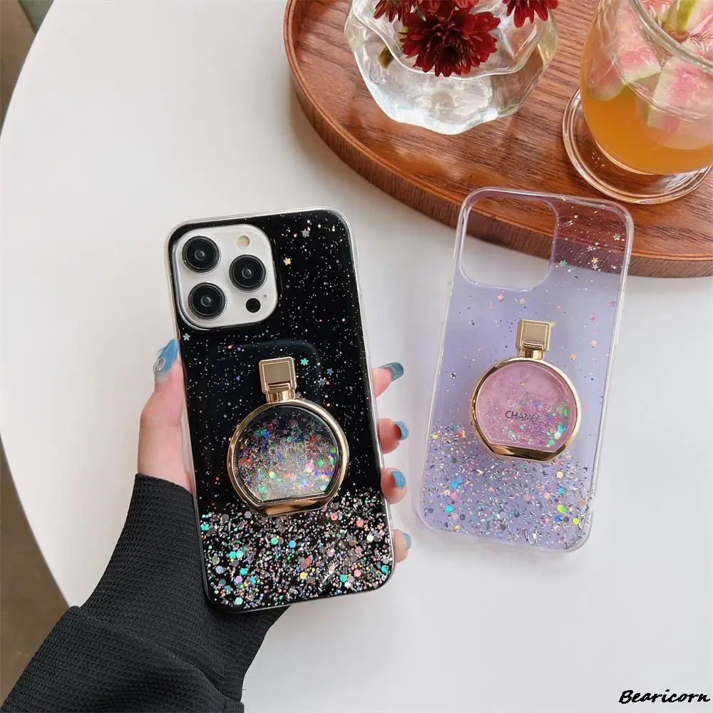 Quicksand Perfume bottle Phone Holder Glitter Case For Xiaomi mi 10 10i 10s 10T 11T 11i  11 11X 12X 12 Pro Note 10 Lite 5G Cover