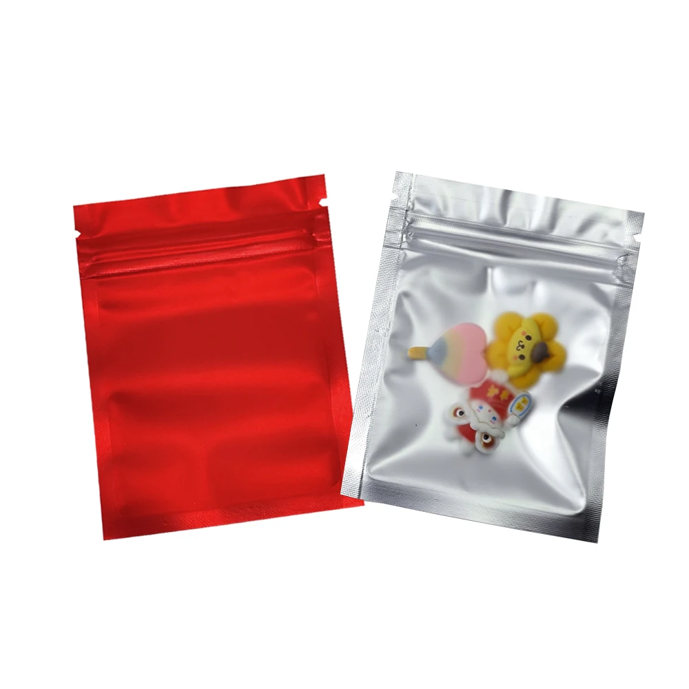 

100pcs Self Seal Matte Red Resealable Zip Lock Food Packaging Aluminum Pouch Frosted Clear Front Plastic Zipper Mylar Foil Bags